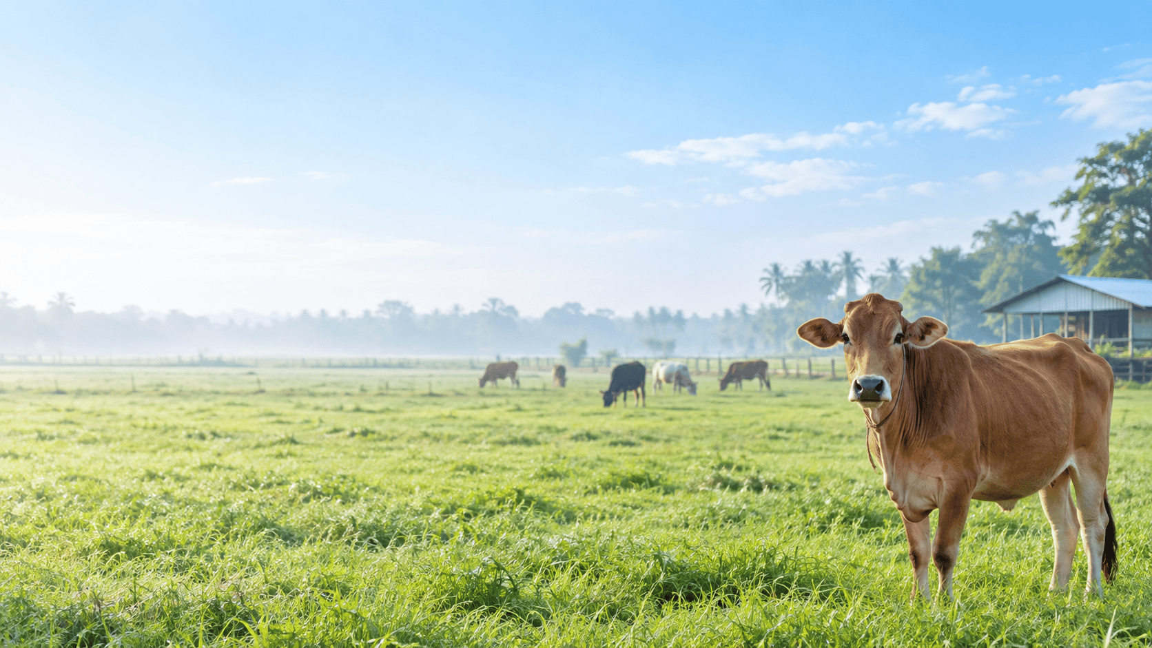 Cattle grazing on a Khamarbari farm